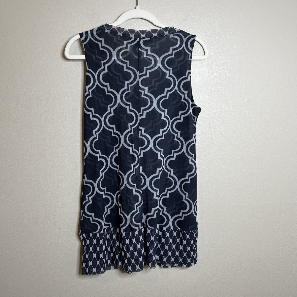 Women's Y2K Sweet Pea Top Sheer‎ Tunic S Preppy Coquette Mixed Pattern - Picture 7 of 7